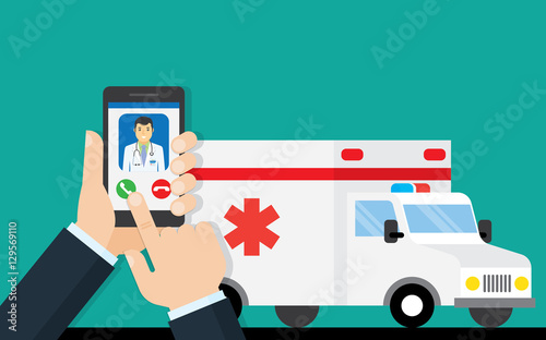 call ambulance car via mobile phone