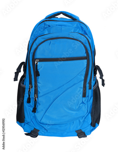 Blue backpack isolated on white background