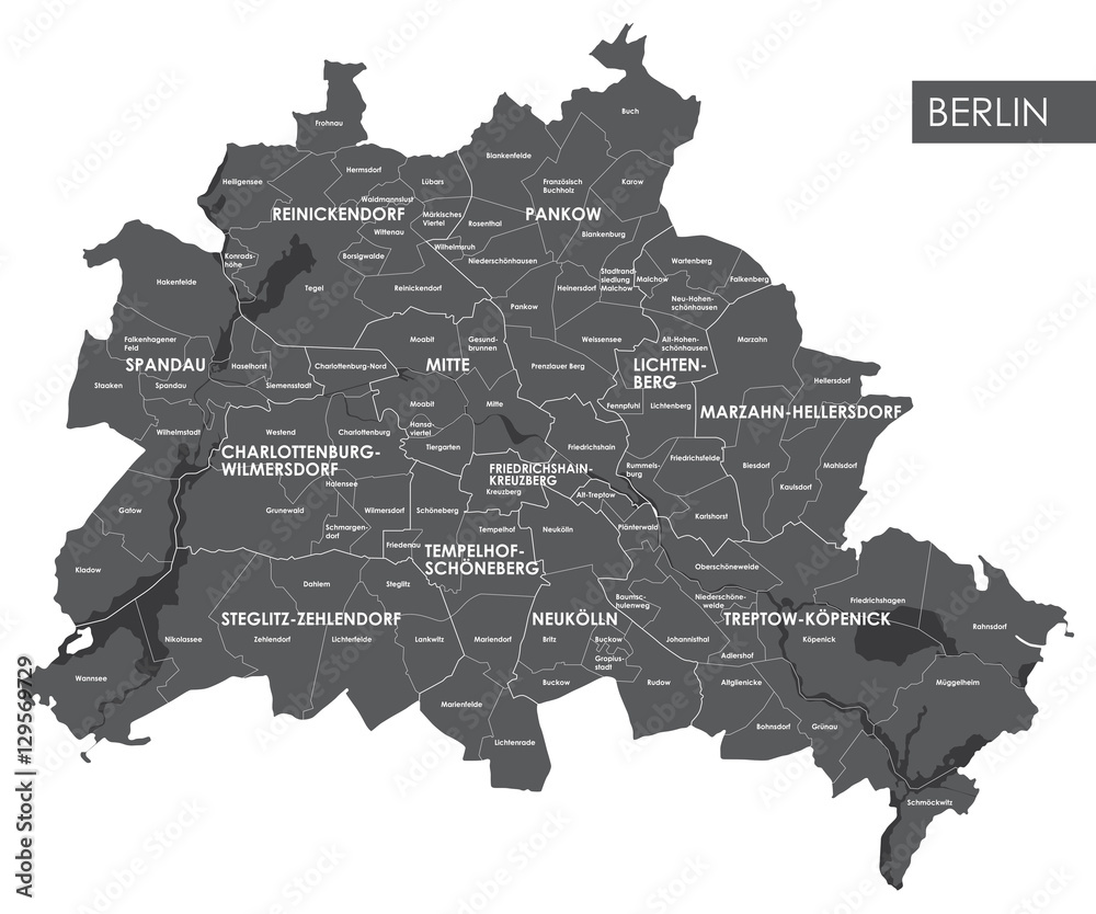 Naklejka premium Vector map Berlin district