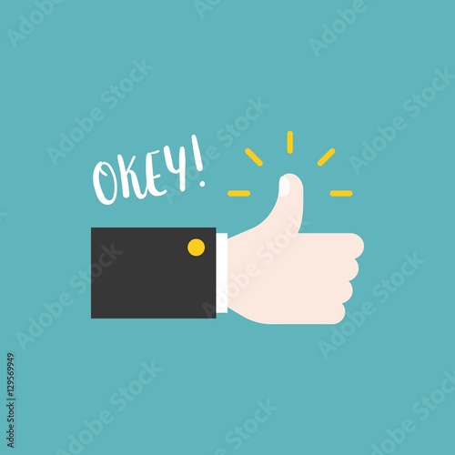 Hand thumps up with okay, flat design vector