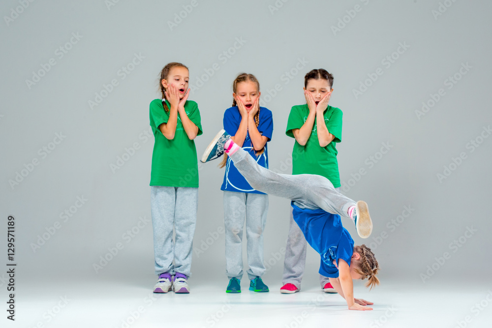 Naklejka premium The kids dance school, ballet, hiphop, street, funky and modern dancers