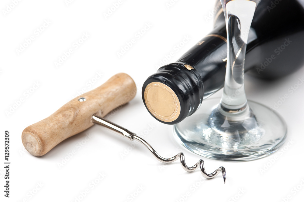 wine bottle and corkscrew wine bottle and corkscrew