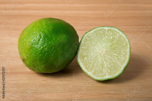  green lime on a wooden background