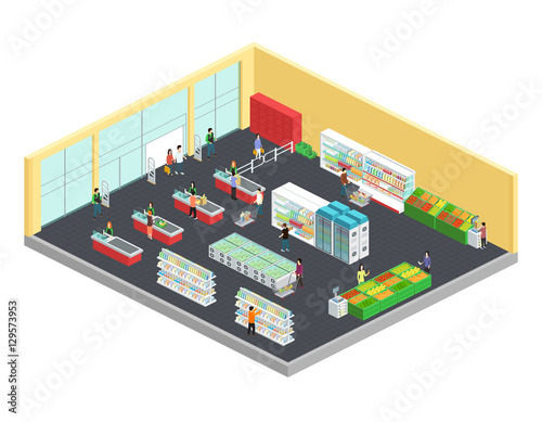  Supermarket Isometric Composition 