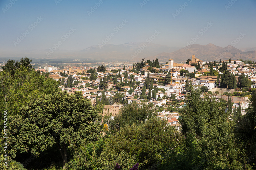 General view to Alhambra during day time. Granada, Spain