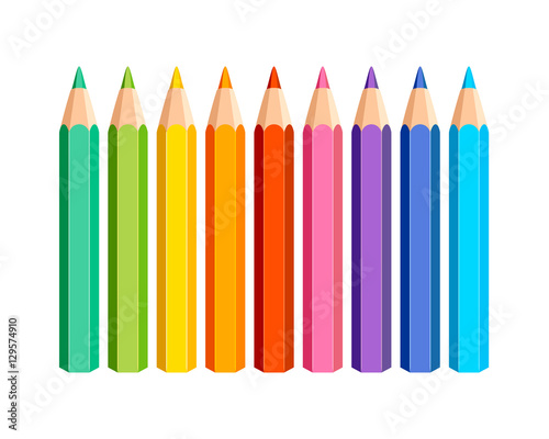 Set of vector colored pencils