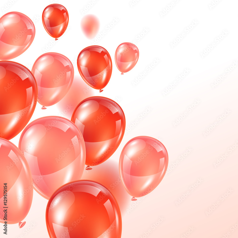 Background with pink and red glossy balloons Stock Vector | Adobe Stock