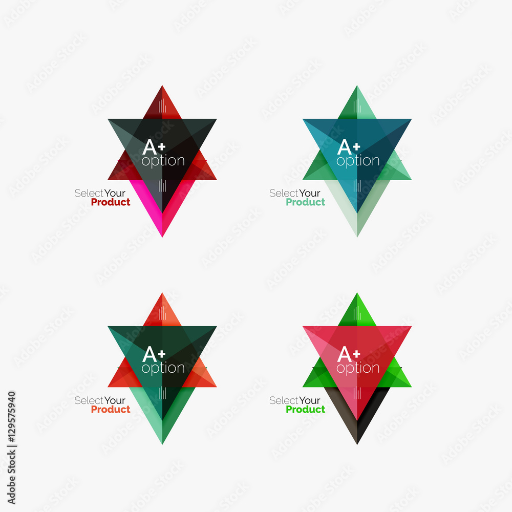 Set of triangle geometric business infographic templates Set of triangle geometric business infographic templates