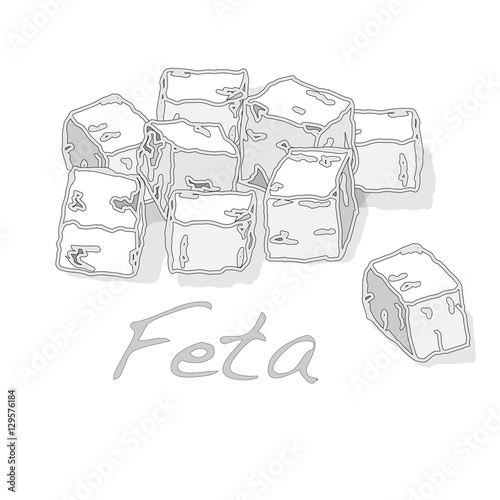 Greek feta cheese block isolated