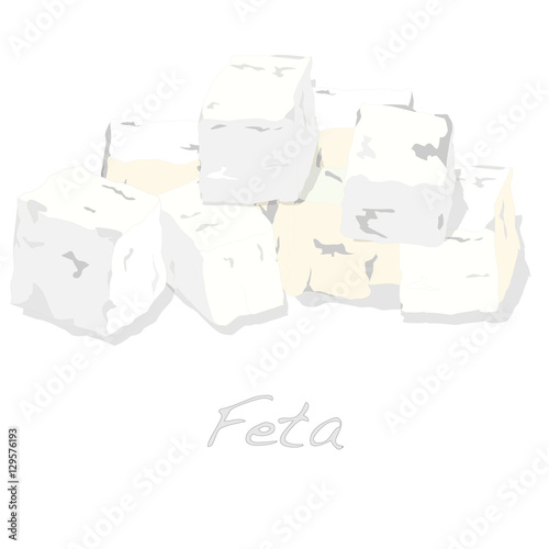 Greek feta cheese block isolated