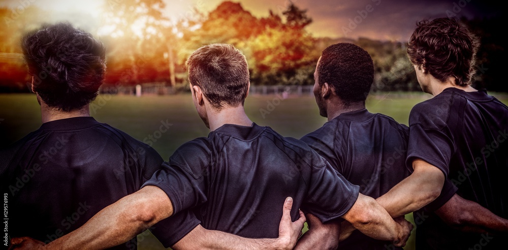Obraz premium Composite image of rugby pitch 3D