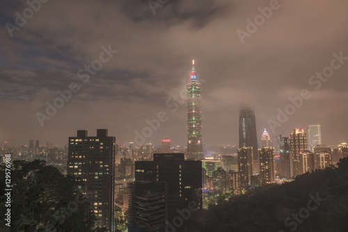 beautiful city skyline at twilight  Taipei  Taiwan.