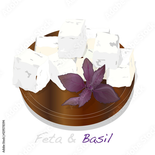 Greek feta cheese block isolated