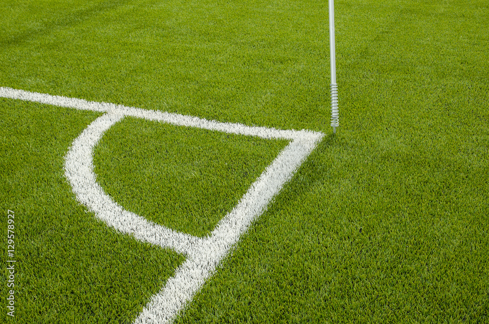 The Corner of the artificial grass soccer field.