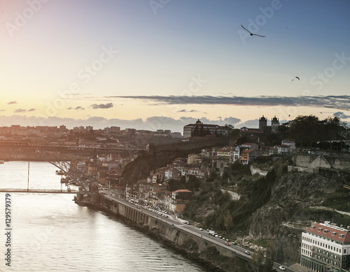 The city of Porto at sunset