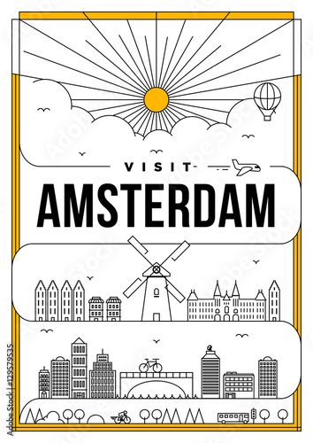 Plakat Linear Travel Amsterdam Poster Design