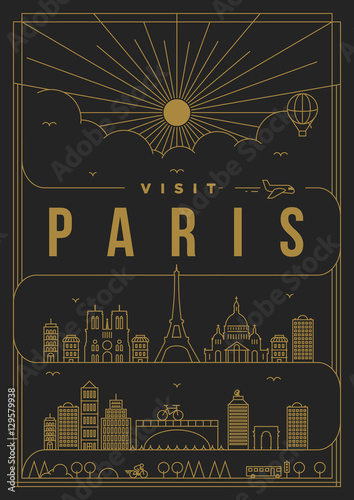 Plakat Linear Travel Paris Poster Design