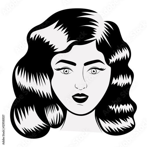 Retro woman icon. Girl vintage beautiful classic and fashion theme. Isolated design. Vector illustration