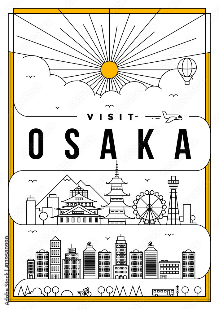 Obraz premium Projekt plakatu Linear Travel Osaka