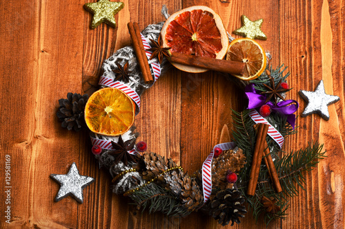 colorful firry christmas wreath