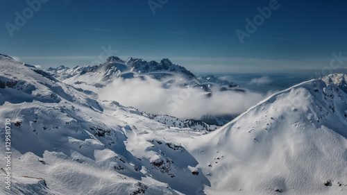 Snow capped mountains, Alps, Switzerland, Europe 