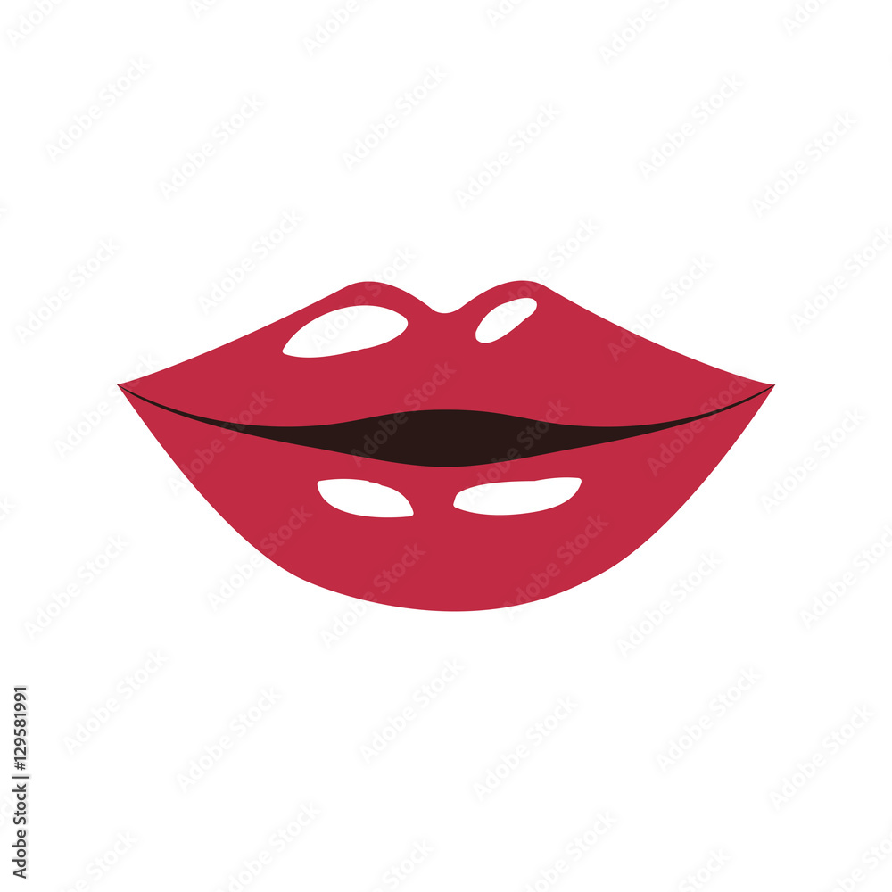 Female mouth cartoon icon. Lips expression character and caricature theme. Isolated design. Vector illustration