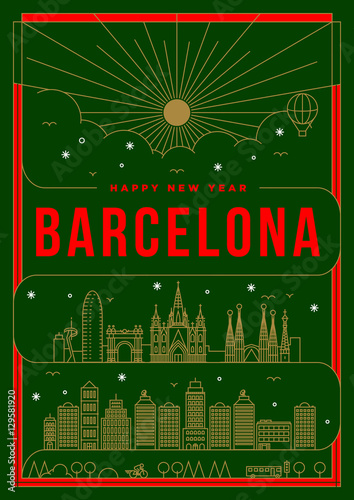 Photography Linear Happy New Year Barcelona Poster Design
