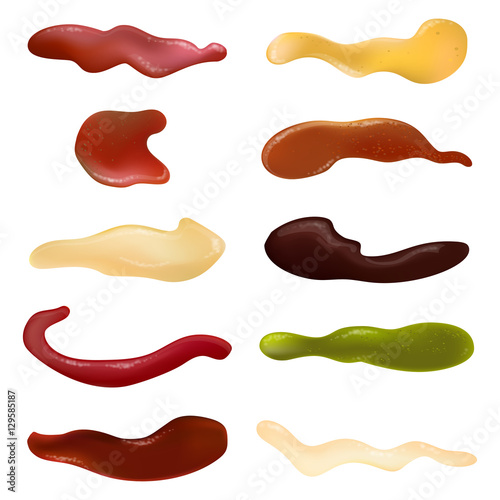 Colorful different sauce set icons. Vector illustration