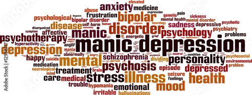 Manic depression word cloud concept. Vector illustration