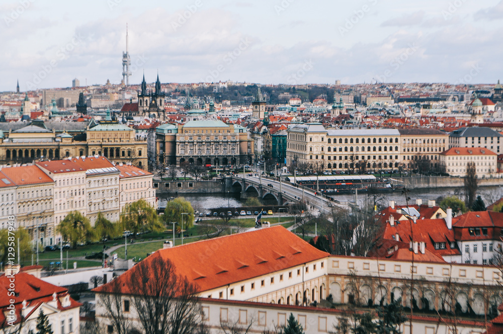 View on Prague cityscape from top