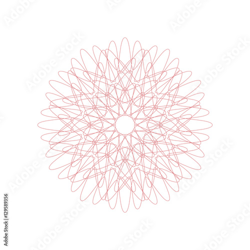 Guilloche decorative rosette element. Digital watermark. It can be used as a protective layer for certificate, voucher, banknote, money design, currency, note, check, ticket, reward etc.