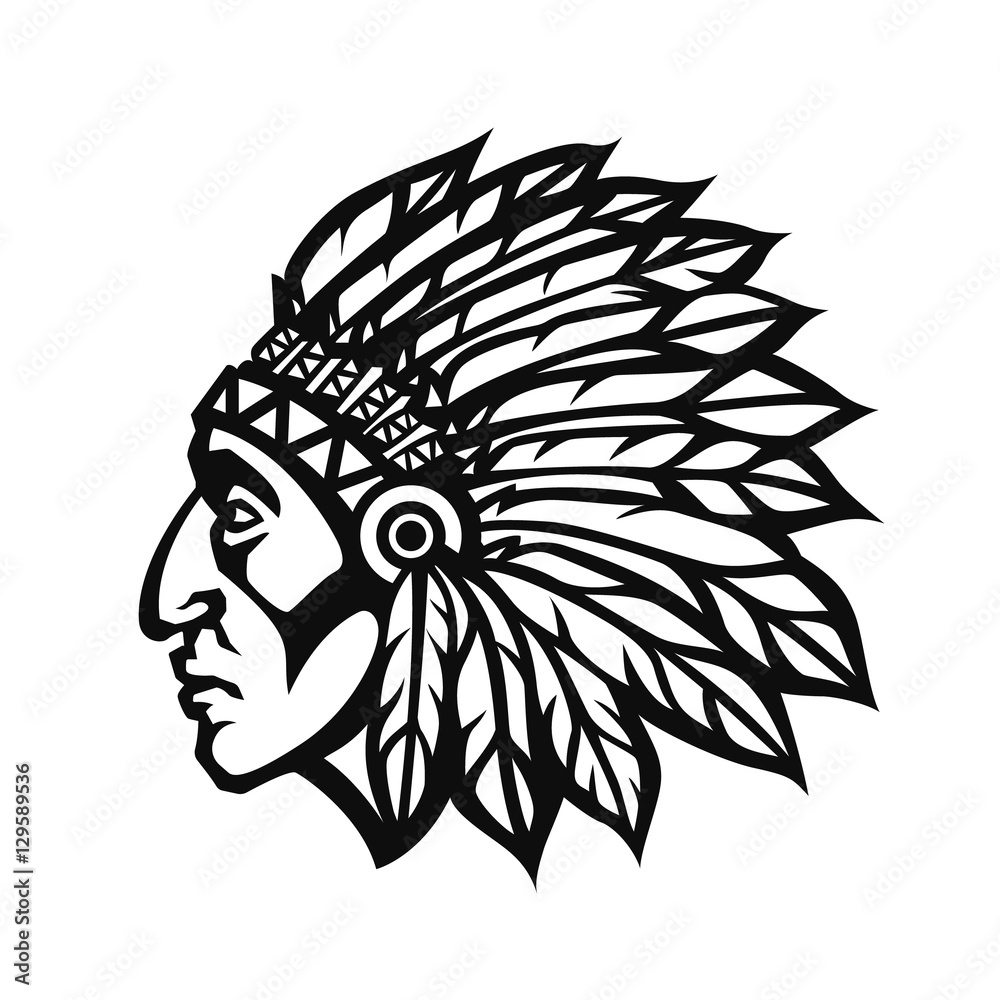 Native American Indian Chief head profile. Mascot sport team logo. Vector illustration