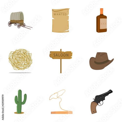 Wild west set icons in cartoon style. Big collection of wild west vector symbol stock illustration