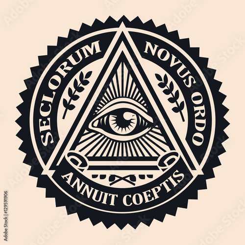 Eye of Providence. Masonic symbol. Conspiracy theory. parchment, photo