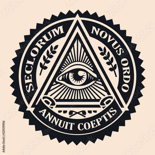 Eye of Providence. Masonic symbol. Conspiracy theory. parchment,