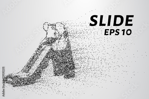 The slide of particles. The slide consists of circles and points. Vector illustration