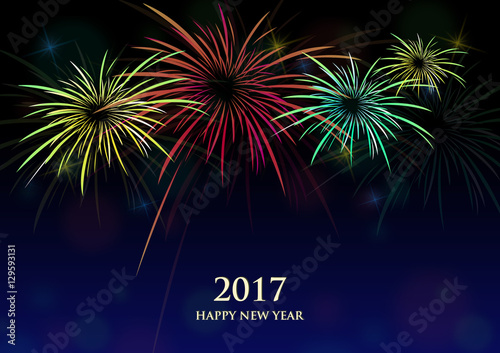 Happy new year background with colorful fireworks