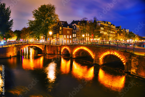 Amsterdam city view with canals and bridges © andreykr