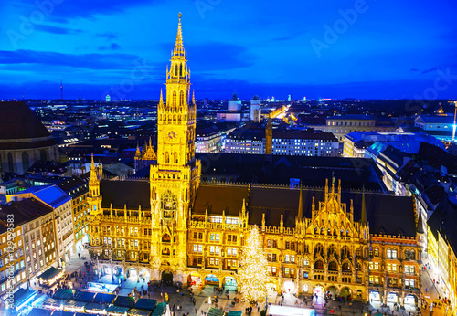 Obraz na płótnie Overview of Marienplatz in Munich w salonie
