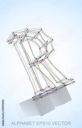 Vector illustration of a Multicolor sketched R. Hand drawn 3D R.