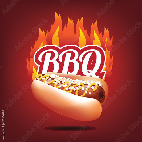 
Flaming BBQ and hot dog icon symbol. EPS 10 vector.