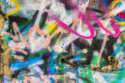 Fotografie Fragment of a wall with graffiti. Abstract background