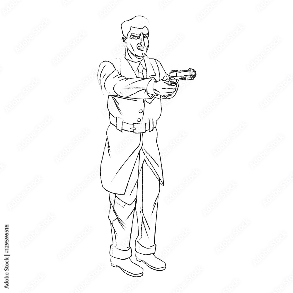 Man cartoon with gun icon. Comic character and caricature theme. Isolated design. Vector illustration Man cartoon with gun icon. Comic character and caricature theme. Isolated design. Vector illustration