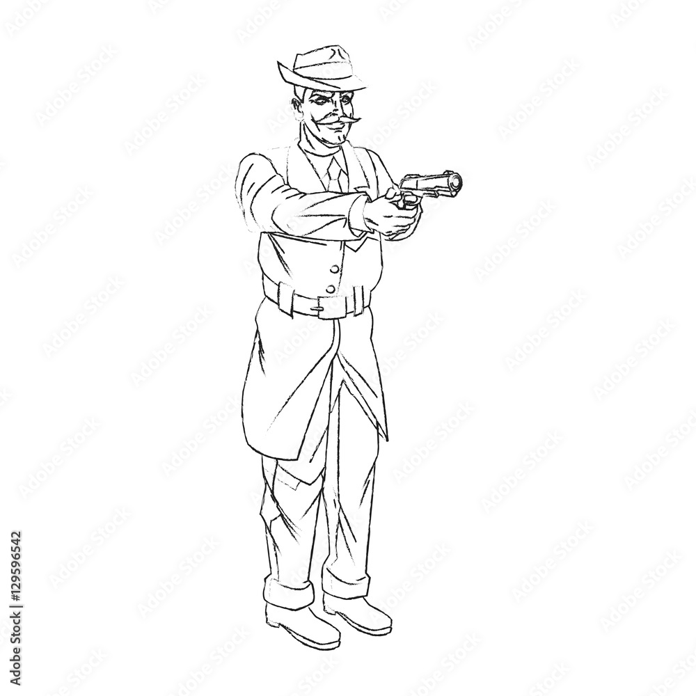 Man cartoon with gun icon. Comic character and caricature theme. Isolated design. Vector illustration Man cartoon with gun icon. Comic character and caricature theme. Isolated design. Vector illustration