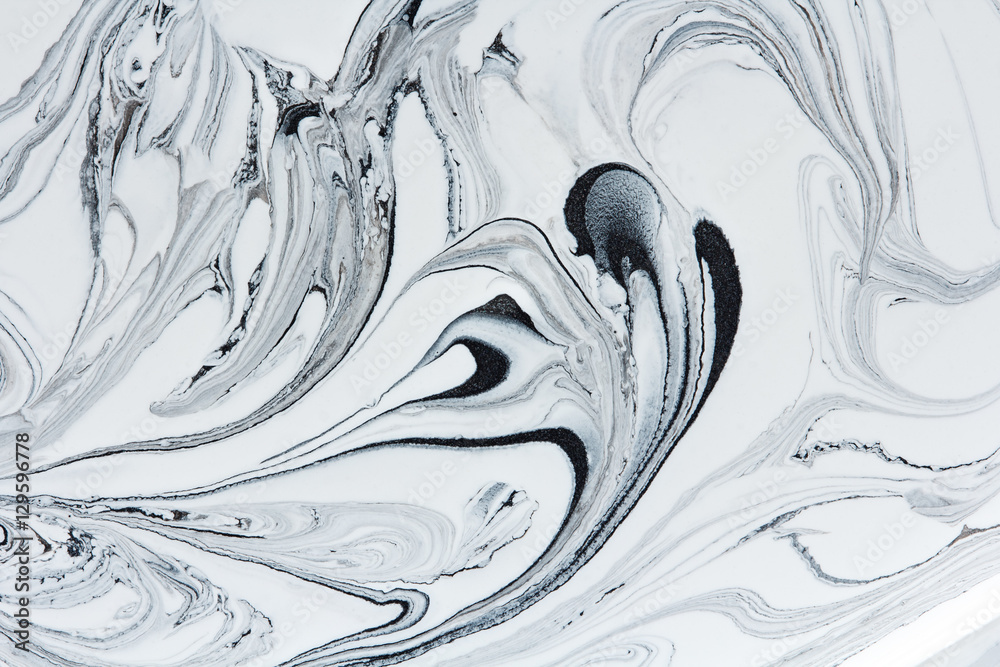 marble texture formed by mixing the gray and white ink, abstract Stock ...