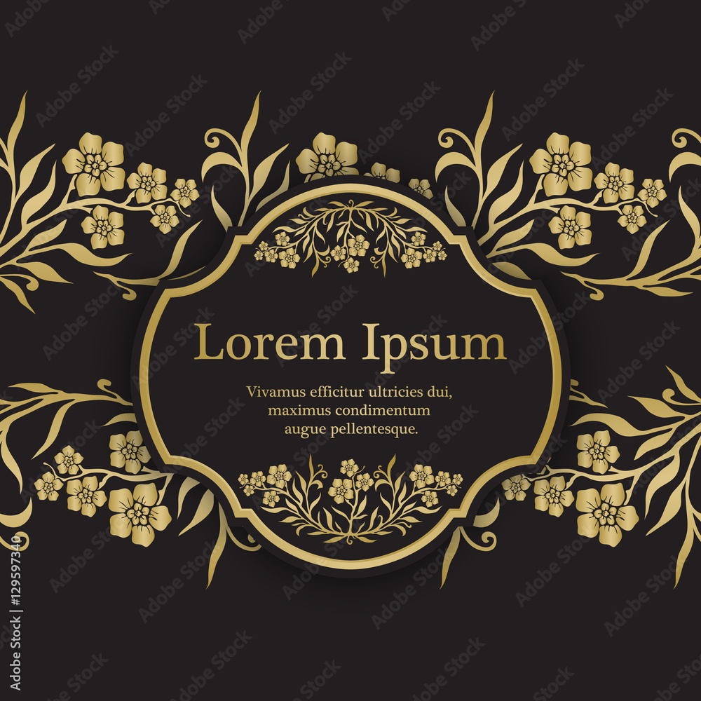 Background with gold myosotis (forget-me-not) graphic flowers Background with gold myosotis (forget-me-not) graphic flowers