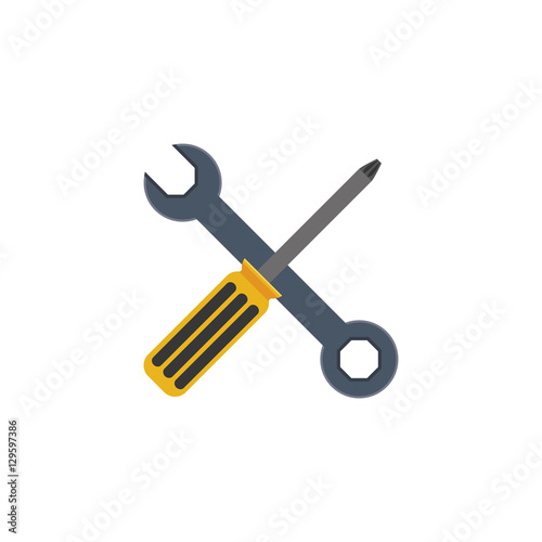 Screwdriver and wrench icon. Construction tool repair work and restoration theme. Isolated design. Vector illustration