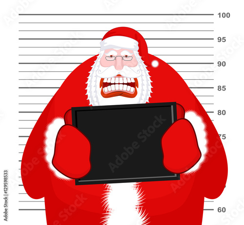 Mugshot Santa Claus at Police Department. Mug shot Christmas. Ar