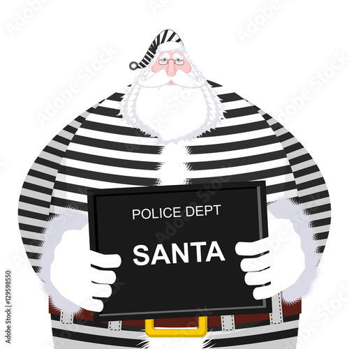 Mugshot Santa Claus at Police Department. Mug shot Christmas. Ar