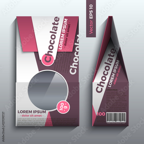 Realistic vector illustration. Packaging design for chocolate, candy, lollipop.